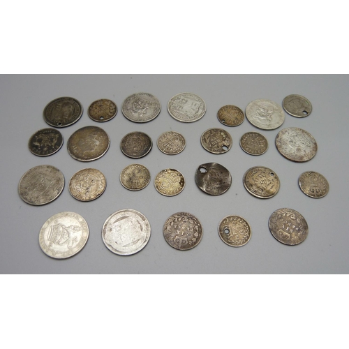 1084 - UK pre-1920 silver coins and other foreign coins with silver content, 83g