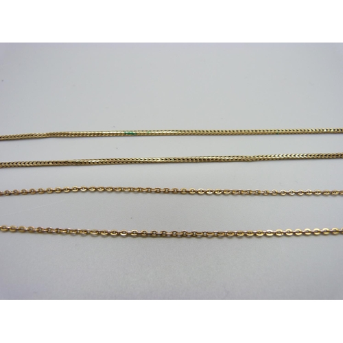 1120 - Two 9ct gold chains, 6.6g and 3.2g