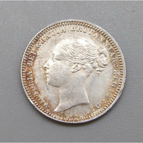 1136 - An 1880 sixpence coin, EF