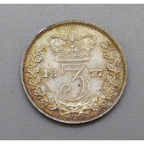 1138 - A Victorian 1877 3d coin, uncirculated