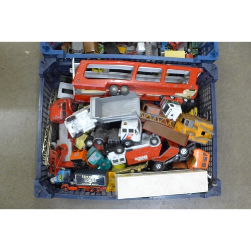 1163 - Three boxes of model vehicles including Dinky and Matchbox, playworn