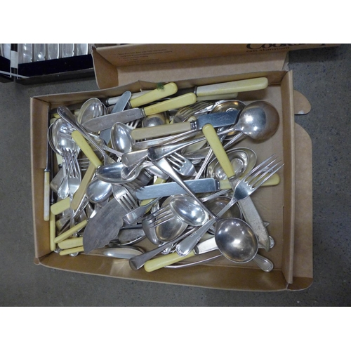 1167 - Two boxes of plated and stainless steel cutlery **PLEASE NOTE THIS LOT IS NOT ELIGIBLE FOR POSTING A... 