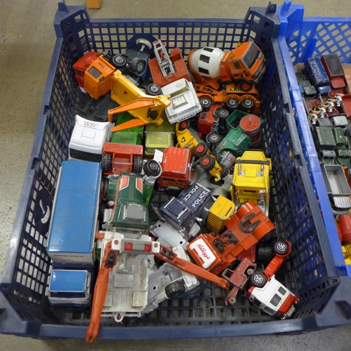 1179 - Three boxes of model vehicles including Dinky and Matchbox, playworn **PLEASE NOTE THIS LOT IS NOT E... 