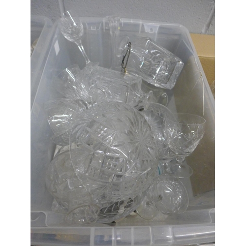 1182 - Three boxes of crystal and glass **PLEASE NOTE THIS LOT IS NOT ELIGIBLE FOR POSTING AND PACKING**