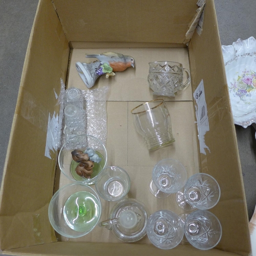 1205 - Two tureens, four sherry glasses, a glass cruet set, a Wade Whimsies dog, etc. **PLEASE NOTE THIS LO... 