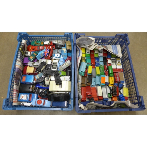 1206 - Two boxes of model vehicles including Matchbox, Dinky and Corgi