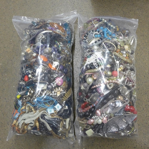 1209 - Two bags of costume jewellery