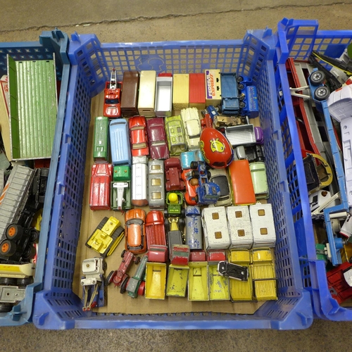 1210 - Three boxes of model vehicles including Dinky and Matchbox, playworn