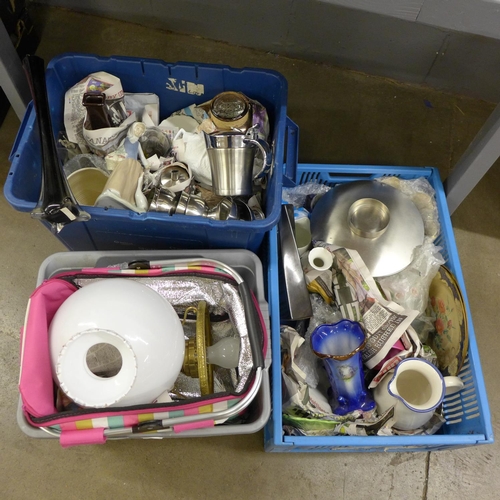 1218 - Three boxes of household items, crystal, glass, figures including Nao, etc. **PLEASE NOTE THIS LOT I... 