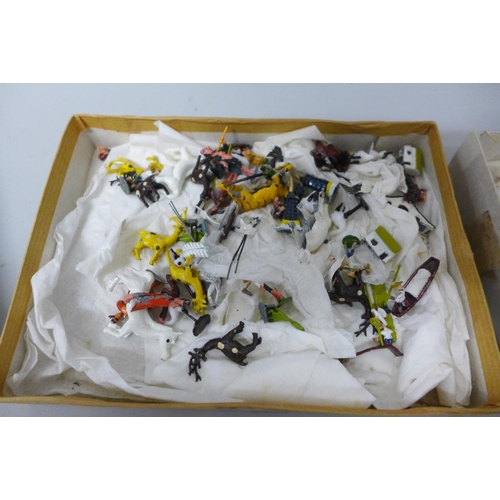 655 - A collection of lead figures including animals