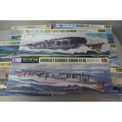 663 - Eight Japanese ship model kits, boxed