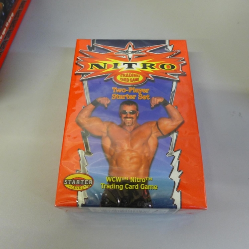 674 - A complete box of Nitro American wrestling trading cards, packaged