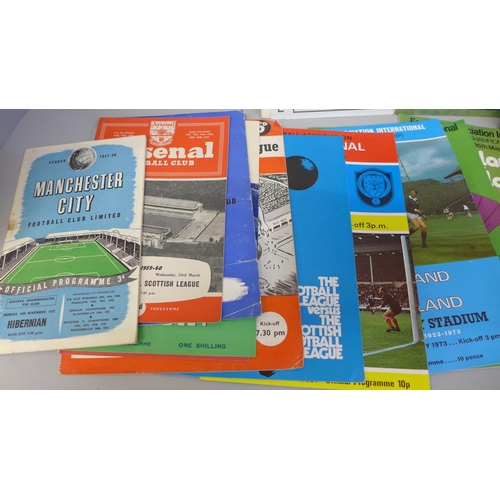 705 - Football memorabilia; a collection of programmes featuring Scottish club and representative matches,... 