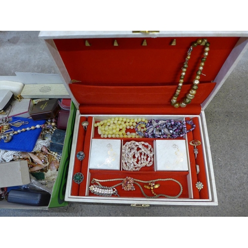 750 - Costume jewellery and a jewellery box