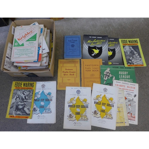 752 - A box of Rugby League programmes and ephemera, 1950's-1970's, 130 approximately