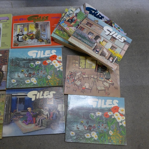 761 - A collection of fourteen Giles cartoon books from 1960's onwards, including commemorative 49th and 5... 