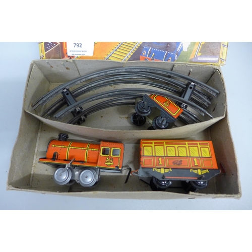 792 - A Brimtoy tin plated train set, set 352, boxed