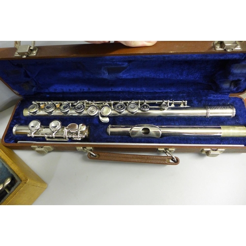 839 - A flute, T.E. Olds & Son and a clarinet (made of different branded parts)