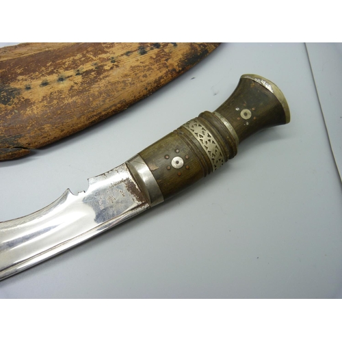 858 - Decorative Gurkha kukri in sheath, sheath a/f