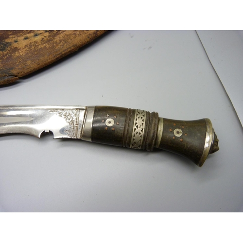 858 - Decorative Gurkha kukri in sheath, sheath a/f