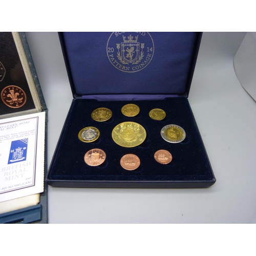 870 - A 1997 UK proof coin set and a 2014 Scotland pattern coinage set