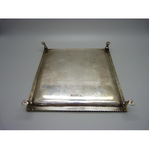 880 - A square silver salver, London 1912, 491g