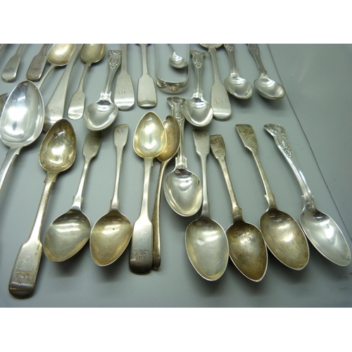 888 - A collection of silver flatware, 1302g