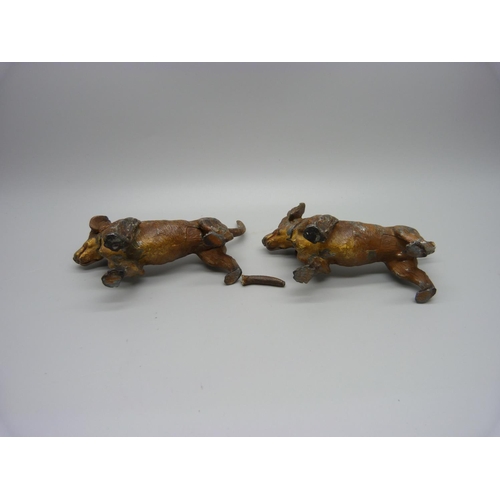 898 - Two cold painted dog figures, one a/f