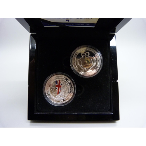 915 - Two Battle of Galipoli commemorative silver coin collection, boxed, both 28.28g