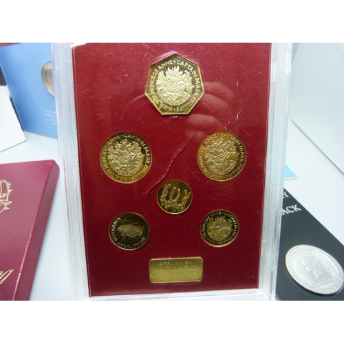 922 - Four Royal Family proof coins including The Royal Wedding 1973