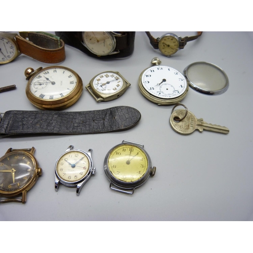 941 - A collection of wristwatches and pocket watches including Viergines