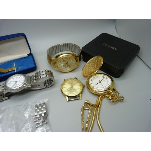 944 - A collection of wristwatches including Kudu, a Sekonda pocket watch, Montine, etc.