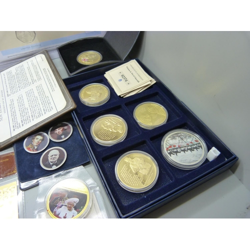 964 - A folder of Pantomime commemorative cover collection coins and a collection of British and foreign c... 