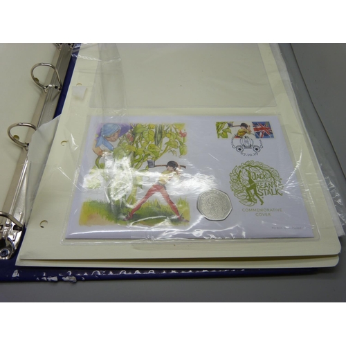 964 - A folder of Pantomime commemorative cover collection coins and a collection of British and foreign c... 