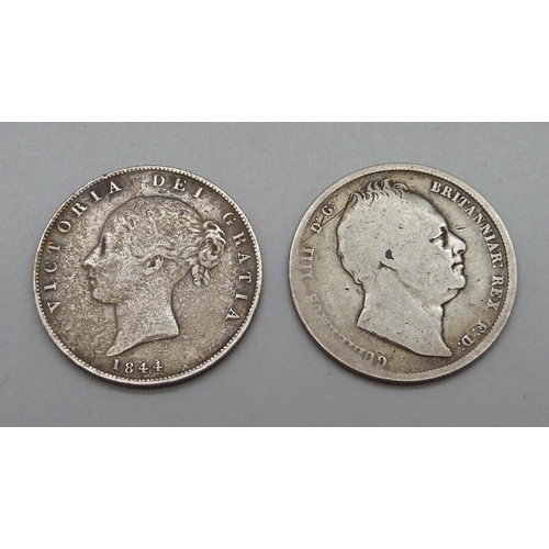 973 - Two half crowns, 1836 and 1844