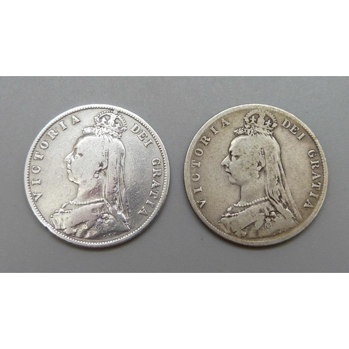 978 - Two half crowns, 1888 and 1889