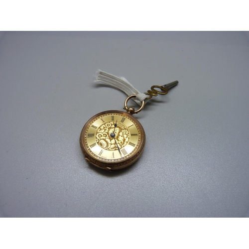 990 - A 9ct gold fob watch, the dial marked Grant, Leeds, 33mm case