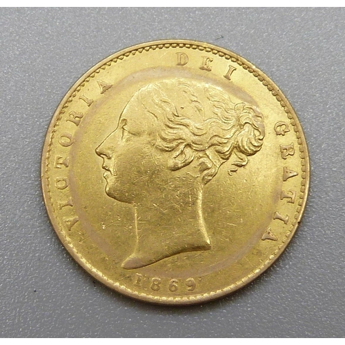 997 - A Victorian 1869 half sovereign, die 27