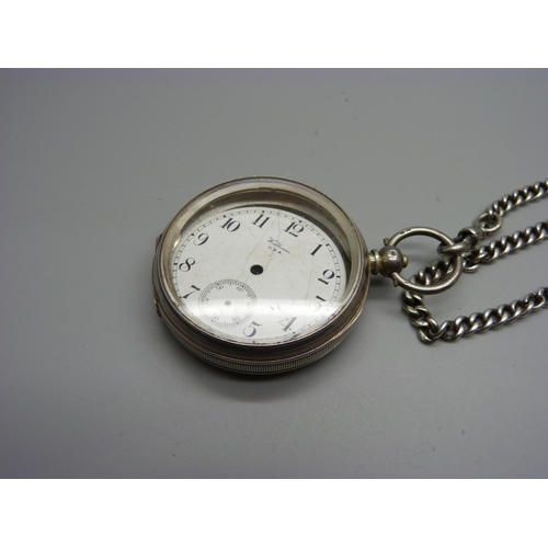 999 - A silver watch chain and pocket watch case, 72g