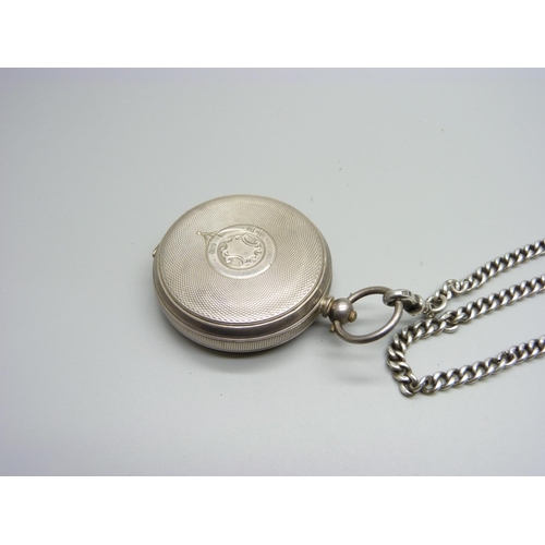 999 - A silver watch chain and pocket watch case, 72g