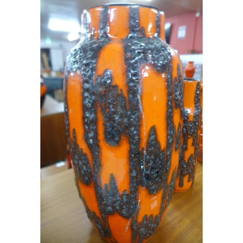 105 - A West German 553-38 Scheurich Keramik fat lava glazed vase, a/f and a West German 275-28 fat lava p... 