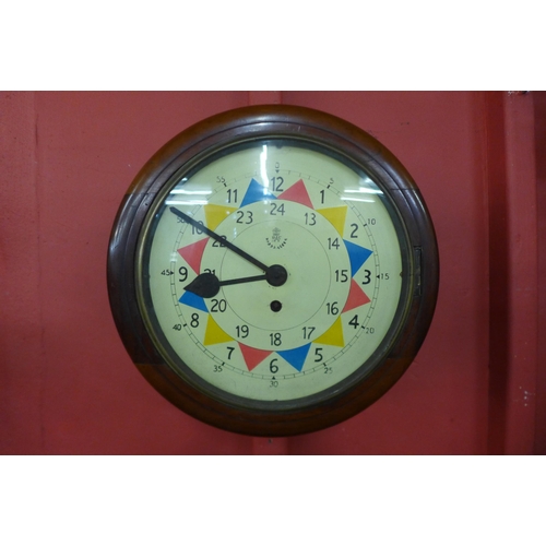 3 - A Victorian mahogany wall clock, bearing later R.A.F. style dial