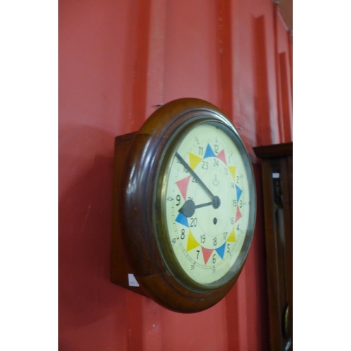 3 - A Victorian mahogany wall clock, bearing later R.A.F. style dial