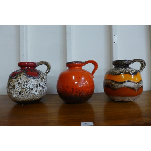 89 - Three West German 484-21 Scheurich Keramik fat lava pottery jugs