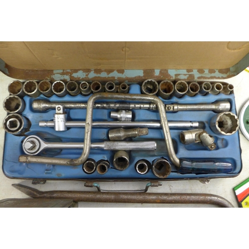 2043 - Cantilever tool socket set, crow bar and qty. of tools