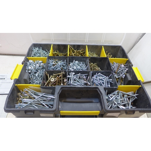 2045 - 2 Stanley Sortmaster boxes with compartments full of screws