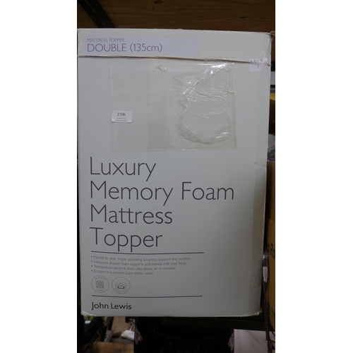 2106 - Boxed John Lewis memory foam double mattress topper