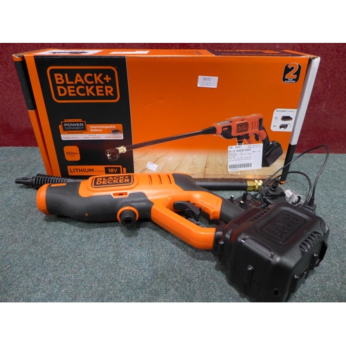 3072 - Black & Decker cordless 18V Pressure Washer    (276-100)  * This lot is subject to vat