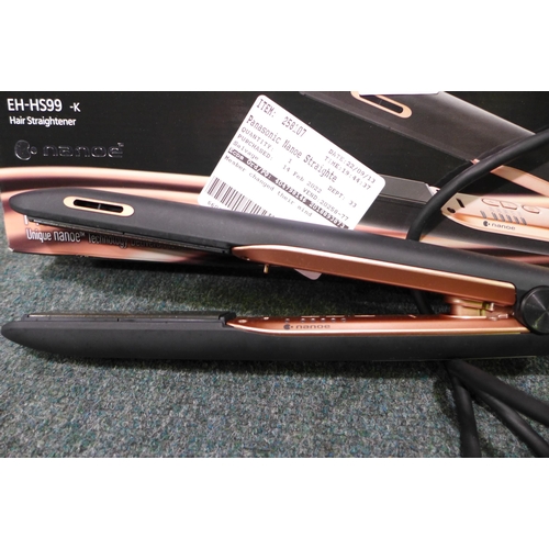 3075 - Panasonic Hair Straighteners - NANOE ROSE GOLD EH-HS99    (276-165)  * This lot is subject to vat