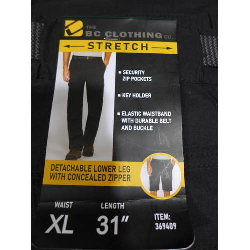 3092 - 8 Pairs of BC Clothing men's XL black work trousers with detachable lower legs * this lot is subject... 